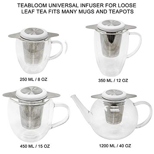  Universal Tea Infuser With Lid/Coaster – Fits Mugs, Cups, Teapots – Food Grade 304 Stainless Steel Filter – Large Capacity With Extra-Fine Mesh