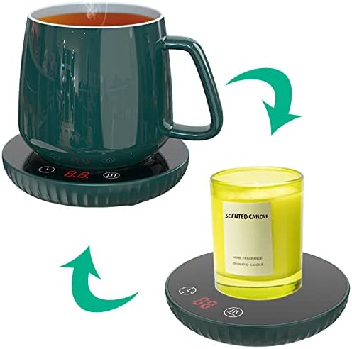 Coffee Mug Warmer For Desk Large Candle Jar Warming Plate Auto Shut Off Desktop Electric Heated Coaster For Tea Cup Teapot Chemex Pot Calentador De Tazas Para Velas Aromaticas Electrico, Black