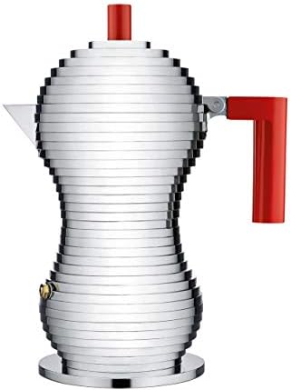 Alessi MDL02/6RFM Pulcina Espresso Coffee Maker, 6 Cups, Red