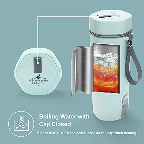  Portable Travel Electric Kettle For Home 110V Mini Electric Heating Cup Fast Boil Hot Water Boiler Stainless Steel Bottle Anti-Spill Leak Proof Auto Shut-Off Making Tea Coffee