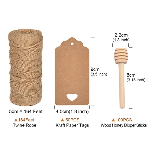  100pcs Mini Wooden Honey Dipper Sticks, 3 Inch Honey Stirrers For Honey Jar Dispense Drizzle Honey, Wedding Party Favors