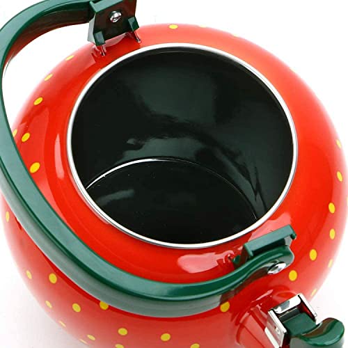  Whistling Tea Kettle For Stove Top Enamel On Steel Teakettle, Supreme Housewares Strawberry Decor Design Teapot Water Kettle Cute Kitchen Accessories Teteras (2.3 Quart, Strawberry)