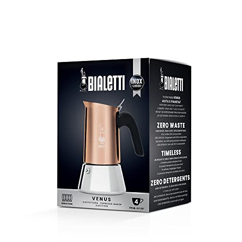 Bialetti - New Venus Induction, Stainless Steel Stovetop Espresso Coffee Maker, Suitable For All Types Of Hobs, 6 Cups (7.9 Oz), Copper