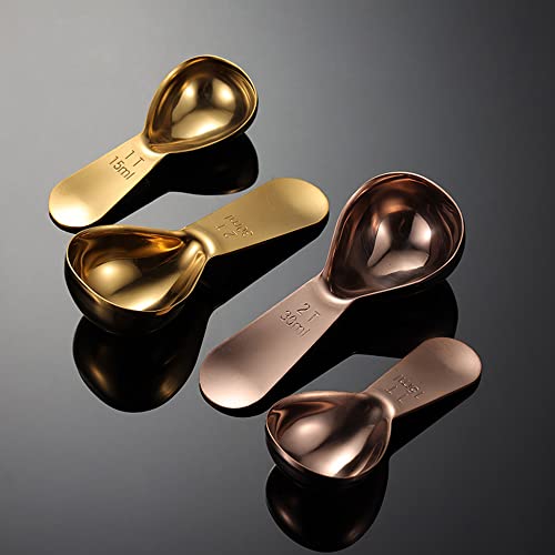  Short Handle Coffee Scoop For Ground Coffee Rose Gold 2 Tbsp Stainless Steel Measuring Coffee Spoon Coffee Bean Tea Sugar Flour Liquid