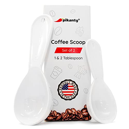  - Plastic Coffee Scoops (15ml & 30ml) Set Of 2 | Made In USA (White)