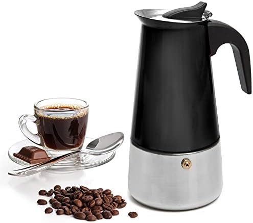  6 Cup Coffee Maker Stovetop Espresso Coffee Maker, Moka Coffee Pot With Coffee Percolator Design, Stainless Steel Stovetop Espresso Maker, Italian Coffee Maker (Red) (300ml/10oz)