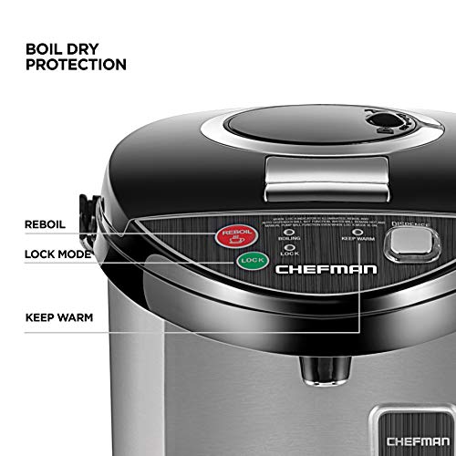  Electric Hot Water Pot Urn W/ Auto & Manual Dispense Buttons, Safety Lock, Instant Heating For Coffee & Tea, Auto-Shutoff/Boil Dry Protection, Insulated Stainless Steel, 5.3L/5.6 Qt/30+ Cups