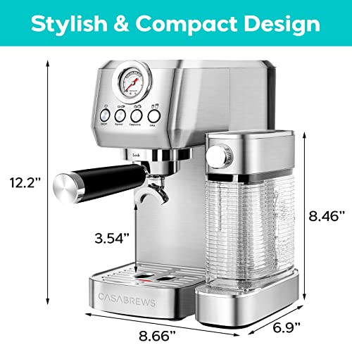 Espresso Machine 20 Bar, Compact Cappuccino Machine With Automatic Milk Frother, Stainless Steel Espresso Maker With 49 Oz Removable Water Tank For Cappuccino Or Latte, Gift For Coffee Lover