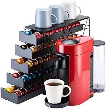  Ship For Nespresso Pod Holder Drawer Large Mullti Tier Coffee Pod Holder Vertuo (3 Tier (60Pods))