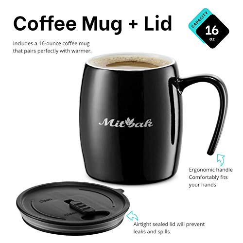  Innovative Coffee Mug Warmer With A 16-Ounce Ceramic Coffee Mug & Lid | This Mug Warmer For Desk Will Keep Coffee, Tea, Hot Chocolate The Perfect Temperature For Hours