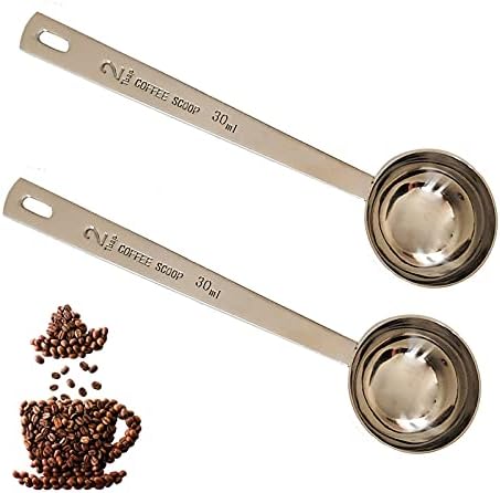  Premium 304 Stainless Steel Coffee Spoon Set - 1 Tbsp (15ml) & 2 Tbsp (30ml) Measuring Tablespoon, Long Handles Measuring Scoop For Coffee Powder, Espresso, Coffee Making(2PCS)