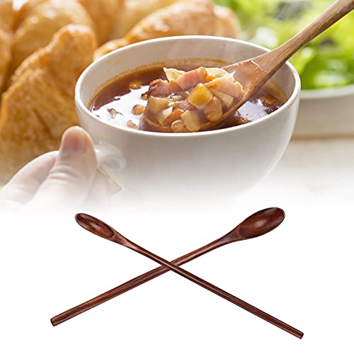  4PCS Long Handle Wooden Coffee Spoon Wood Long Handle Drink Spoons Cocktail Stirrer Swizzle Sticks Soup Spoons