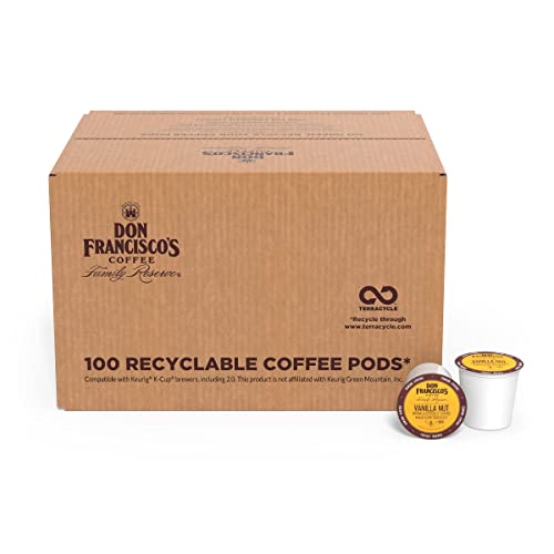  Vanilla Nut Flavored Medium Roast Coffee Pods - 100 Count - Recyclable Single-Serve Coffee Pods, Compatible With Your K-Cup Keurig Coffee Maker (Including 2.0)