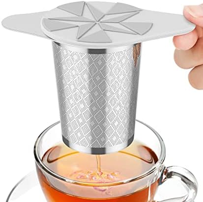 Large Tea Infuser Basket For Loose Tea With Blue Lid, Extra Fine Mesh & Premium 18/8 Stainless Steel Tea Strainer, Perfect For Hanging On Cups, Teapots To Brew All Kind Of Tea