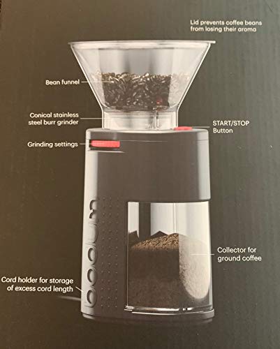  Bodum 11750-01US Bistro Burr Coffee Grinder, One Size, Black