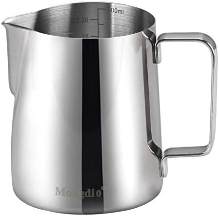  Coffee Milk Frothing Pitcher Cup 12oz & 20oz Steaming Pitchers Stainless Steel Milk Coffee Cappuccino Latte (12oz)