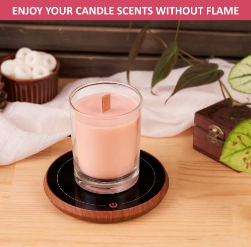  4-in-1 Wax Melt Warmer/Candle Warmer/Mug Warmer-Coffee Warmer For Desk Auto Shut-Off: Excellent Heating, Advanced Sensor, Safety Features, Stylish And Compact (Wood Grain)