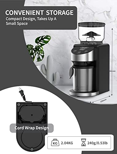  Burr Coffee Grinder, Adjustable Burr Mill With 35 Precise Grind Settings, Electric Coffee Grinder For Espresso/Drip/Percolator/French Press/American/Turkish Coffee Makers, 120V/200W, Black