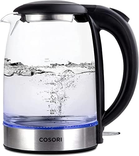  Pour Over Coffee Maker With Double-layer Stainless Steel Filter,34 Ounce & Electric Kettle With Upgraded Stainless Steel Filter And Inner Lid, Wide Opening Glass Tea Kettle,1.7L, Black