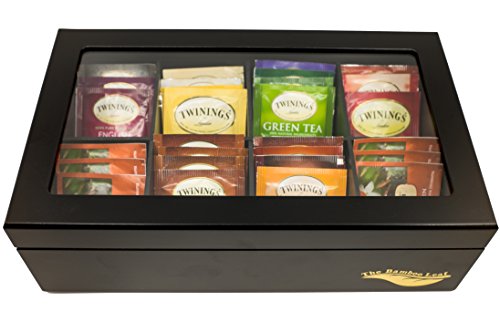  X Storage Organizer For Tea Collections, 8 Compartments W/Glass Window (Black)