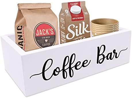  Coffee Bar Box Coffee Station Wooden Holder Farmhouse Kitchen Decor Rustic Coffee Bar Wood Organizer Storage Gift For Coffee Lover