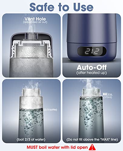  Travel Kettle, Portable Electric Kettle Small Water Boiler For Travel And Work, With Temperature Control And LCD Display, 370ML