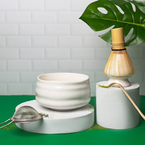  Matcha Set- Matcha Whisk And Bowl- Matcha Tea Set- Matcha Bowl (Matcha Cup), Bamboo Whisk, Matcha Scoop, Matcha Whisk Stand (Chasen Holder)- The Perfect Matcha Kit For Matcha Tea Ceremony (5pc)