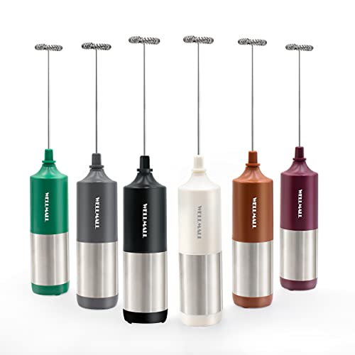  Ilk Frother Handheld Battery Operated, Waterproof Electric Whisk Foam Maker For Coffee, Durable Original Drink Mixer For Latte, Cappuccino, Hot Chocolate, Stainless Steel Frother, 6 Colors (White)