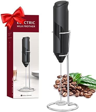  Rechargeable Milk Frother Handheld With Stand - Wall Hanging Or Bracket Storage - Premium Gift Coffee Electric Frother, Electric Whisk For Matcha,Coffee,Frappe,Lattee - Portable Drink Mixer (Black)