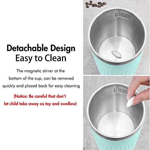  Auto Stirring Cup, BEYOUNG Automatic Magnetic Self Stirring Coffee Cup With 3 Mixing Function, Travel Tumbler Car Cup With Wireless Shaftless Mixing Strong Power For Protein Milk Chocolate Mocha,Green