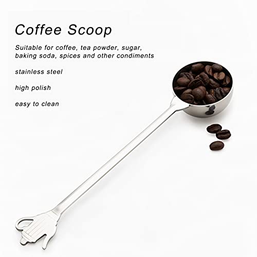  Stainless Steel Coffee Measuring Spoon, Long Handle Tablespoon Easy To Clean Reusable For Ground Coffee Espresso Coffee Beans Silver