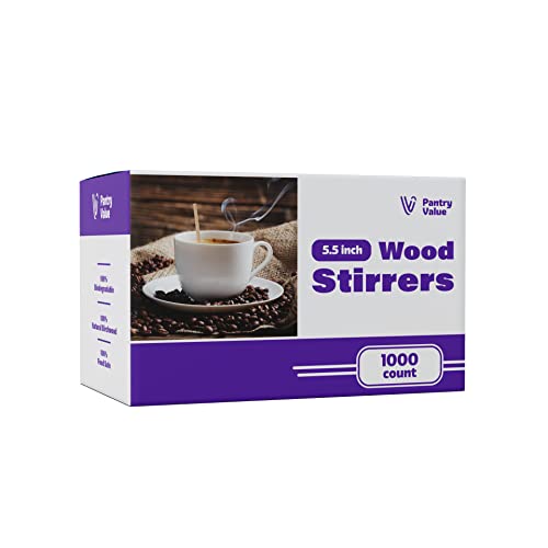  Pantry Value [1000 Count] 5 Inch Wooden Coffee Stirrers - Wood Stir Sticks