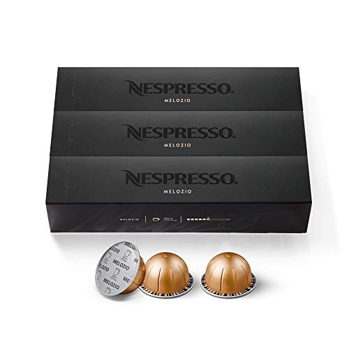 Nespresso Capsules VertuoLine, Melozio, Medium Roast Coffee, 30 Count Coffee Pods, Brews 7.8oz & Capsules VertuoLine, Double Espresso Chiaro,Medium Roast Espresso Coffee, Coffee Pods, 30 Count