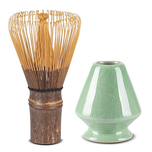 Match Tea Whisk And Ceramic Holder Set Purple Bamboo Chasen And Naoshi For Matcha Chasen