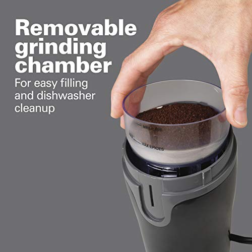 Hamilton Beach Glass Electric Tea Kettle, Clear & Fresh Grind Electric Coffee Grinder For Beans, Spices And More, Stainless Steel Blades, Removable Chamber, Makes Up To 12 Cups, Black