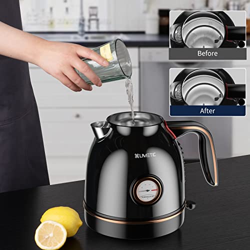  Lectric Tea Kettle, 1.7L Hot Water Boiler With Thermometer, 1800W Heater Kettles With LED Light, Fast Boiling, Auto Shut Off Kettle For Coffee