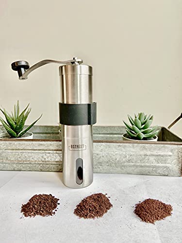  Manual Coffee Grinder - Stainless Steel Conical Ceramic Burr Coffee Bean Grinder For Espresso And French Press - Portable For Travel And Camping - Adjustable Hand Crank For Precision Or Coarse Grind 