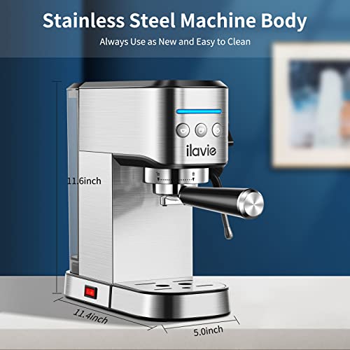  Espresso Machine, 20Bar Pump Espresso Coffee Machine With Steamer, Stainless Steel Cappuccino Latte Maker Easy To Use For Home Barista, 1350W