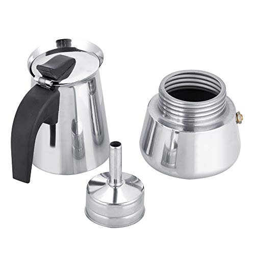  Portable Stainless Steel Coffee Pot Moka Espresso Maker Mocha Pot Ideal For Home, Camping & Travel(100ml)