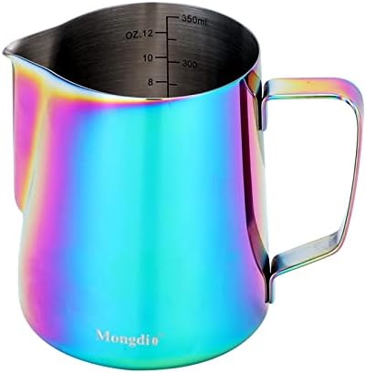  Coffee Milk Frothing Pitcher Cup 12oz & 20oz Steaming Pitchers Stainless Steel Milk Coffee Cappuccino Latte (12oz)