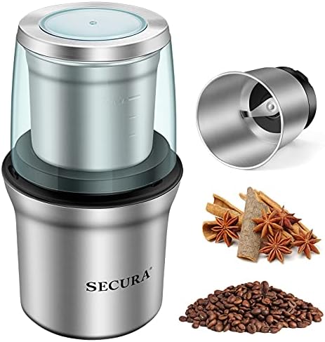  Coffee Grinder Electric, 2.5oz/75g Large Capacity Spice Grinder Electric, Coffee Bean Grinder With 1 Stainless Steel Blades Removable Bowl