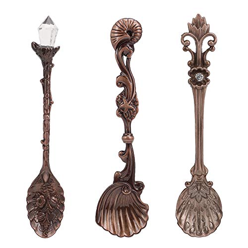 Coffee Spoons,3Pcs Vintage Tea Scoops Zinc Alloy Teaspoon Stirring Mini Creative Tableware Stir Bar Spoon For Coffee Tea Dessert