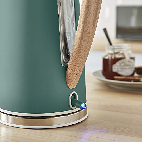 Swan Nordic Jug Kettle, 1.7 Litre, Pine Green, Rapid Boil, Wood Effect Handle, Scandi Design, Soft Touch Housing And Matte Finish, 3kw, SK14610GREN