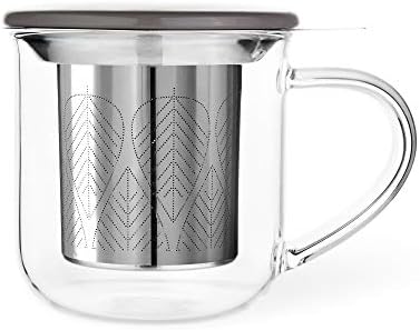  IVA Minima Eva Infuser Tea Mug Glass/Hazy Blue- 400 Ml / 14 Oz