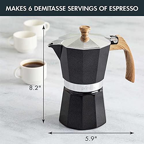  Aluminum Stove Top Espresso Maker, Percolator Pot For Moka, Cuban Coffee, Cappuccino, Latte And More, Perfect For Camping, 6 Cup, Black