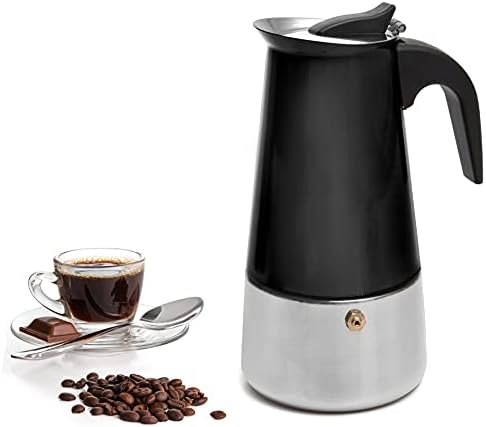  6 Cup Coffee Maker Stovetop Espresso Coffee Maker, Moka Coffee Pot With Coffee Percolator Design, Stainless Steel Stovetop Espresso Maker, Italian Coffee Maker (Red) (300ml/10oz)