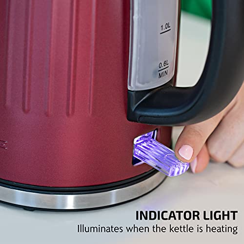 Vente Stainless Steel Electric Kettle Hot Water Boiler 1.7 Liters - Powerful 1750W BPA Free W/Auto Shut Off & Boil Dry Protection, Portable Instant Hot Water Pot For Coffee & Tea - Maroon KS711M