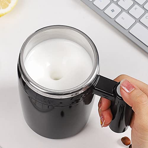 Auto Stirring Mug Coffee Cup Rechargeable Automatic Magnetic Stirring Coffee Mug Auto Self Mixing Stainless Steel Cup For Coffee (Color : Black)