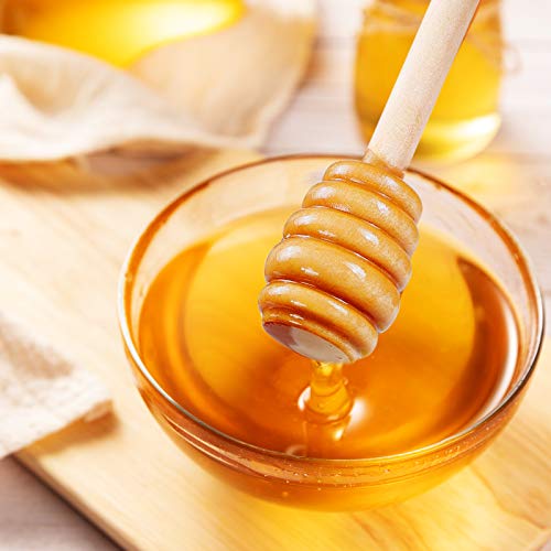  Honey Dippers 6 Inch, 20PCS Premium Wooden Honey Stirrer For Honey Jar Dispense Drizzle Honey And Wedding Party Gift