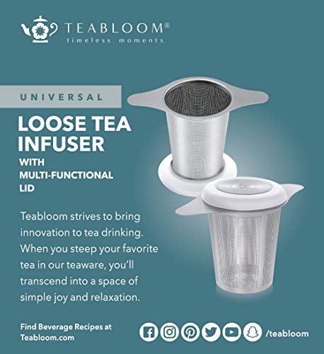  Universal Tea Infuser With Lid/Coaster – Fits Mugs, Cups, Teapots – Food Grade 304 Stainless Steel Filter – Large Capacity With Extra-Fine Mesh